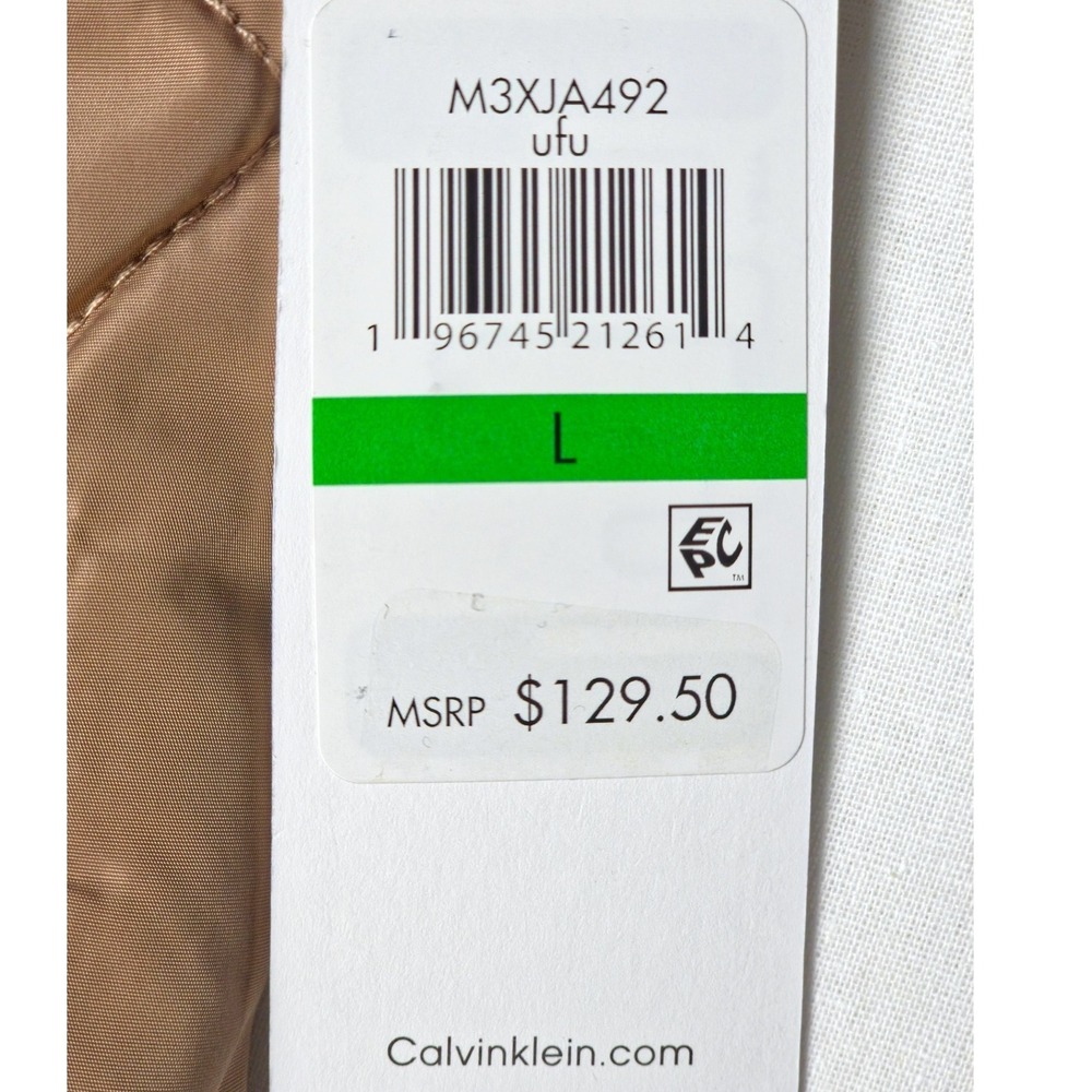Calvin Klein Quilted Jacket Womens Large Tan Lightweight Wrap Front Gorpcore NWT - Picture 10 of 10
